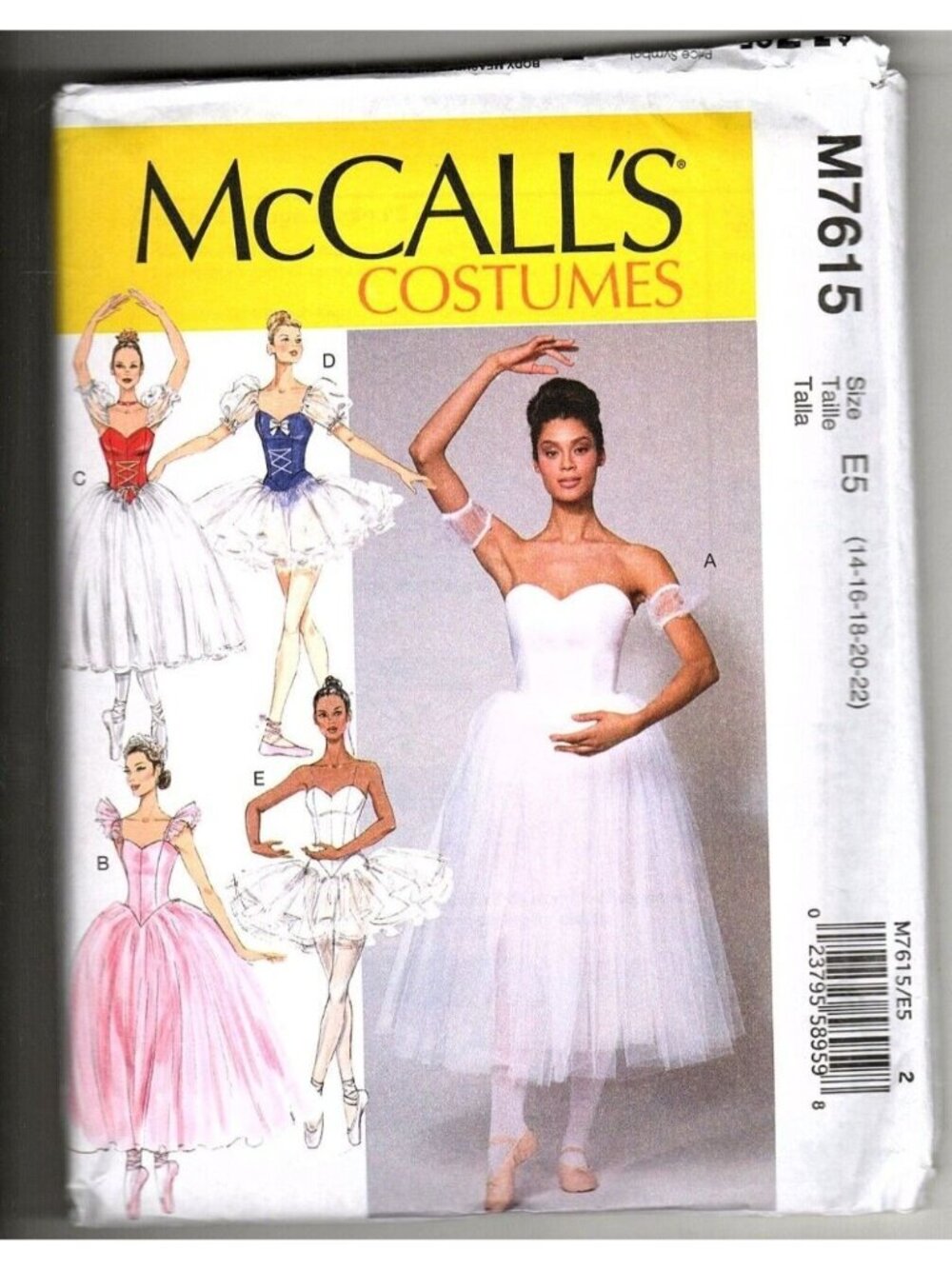 McCalls M7615 Misses 14 to 22 Ballet Costume with Tutu Uncut Sewing Pattern